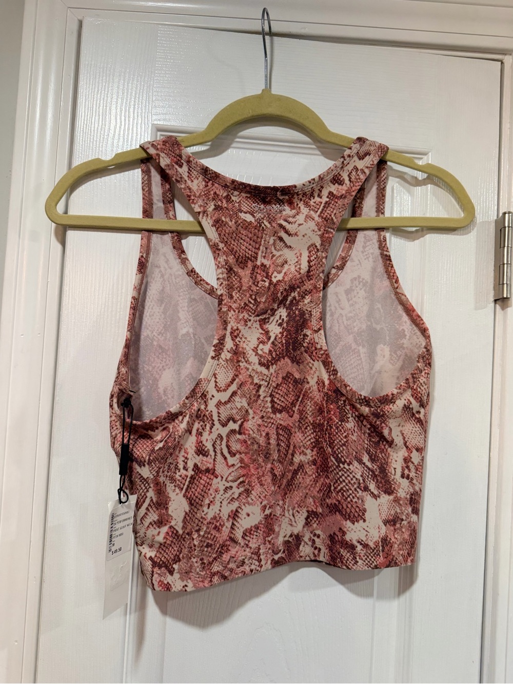NWT Calvin Klein Performance Size M Pink Python Snake Racerback Active Tank Top - Picture 7 of 8